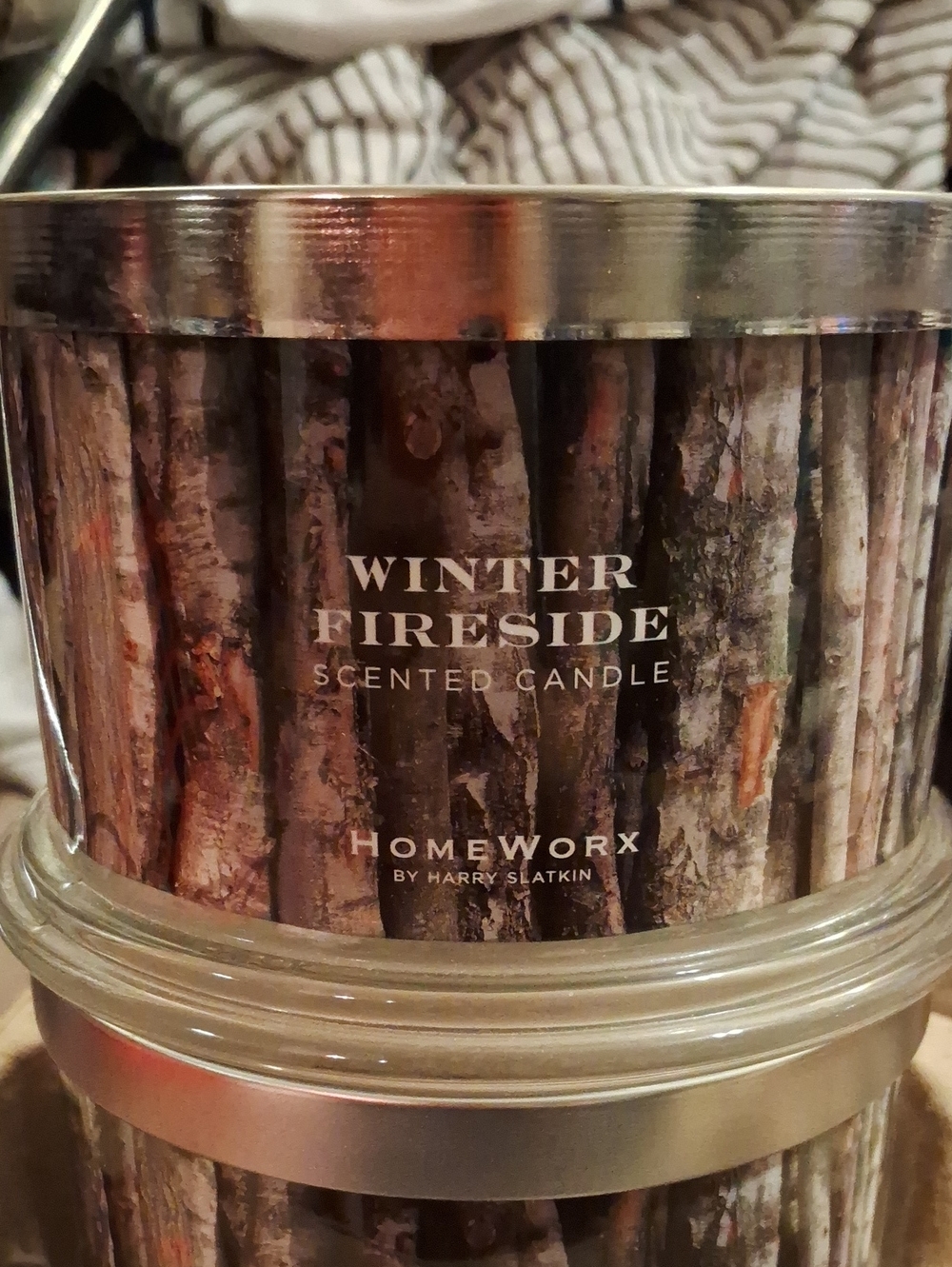 HomeWorx Winter Fireside Scented Candle - Brown Woodgrain